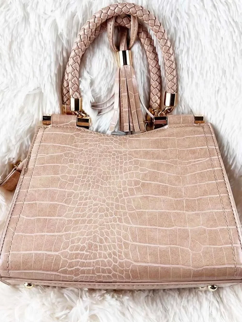 BEBE Natalie Micro Croco Crossbody-Satchel Bag